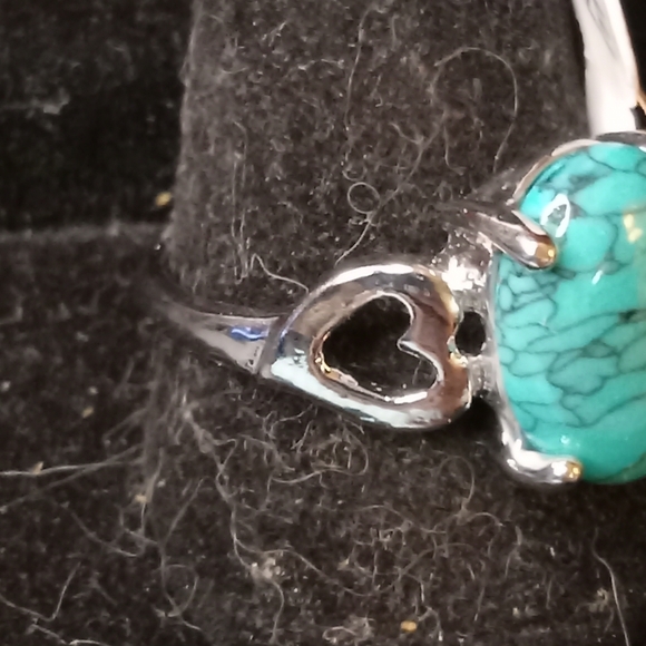 BLOWOUT PRICING Blue Natural Stone And Silver Plated ring women Size 10 - Picture 3 of 8